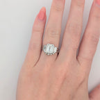 Three Stone 14K Gold Bezel Set Emerald-Cut Engagement Ring [Made to Order]