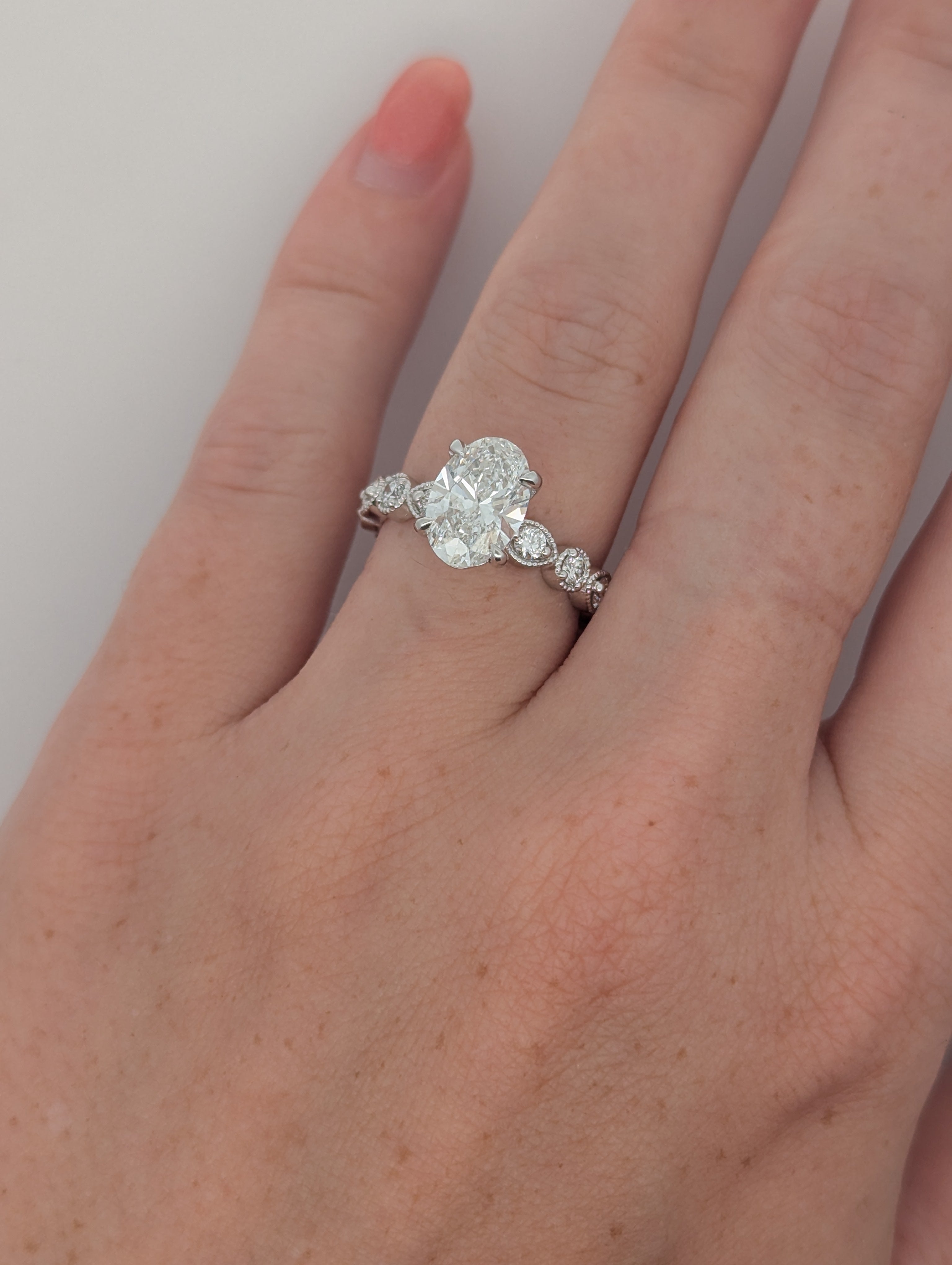 Oval Diamond Engagement Ring with Accented Sides [Made to Order]
