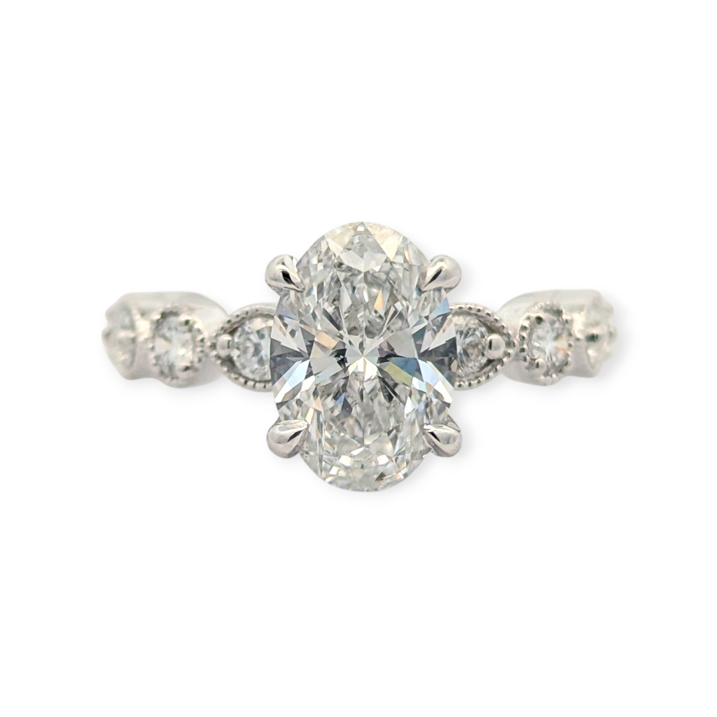 Oval Diamond Engagement Ring with Accented Sides [Made to Order]