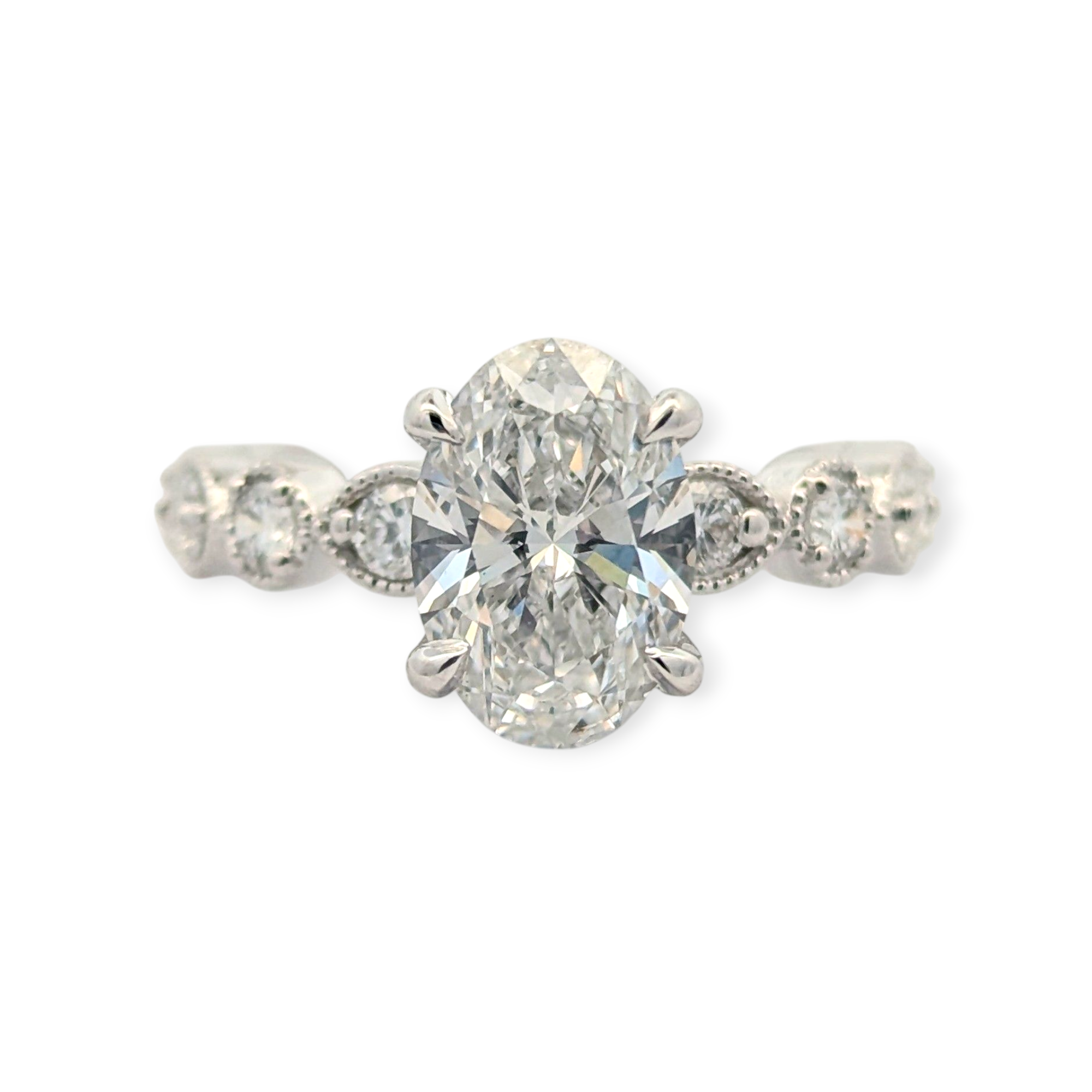 Oval Diamond Engagement Ring with Accented Sides [Made to Order]