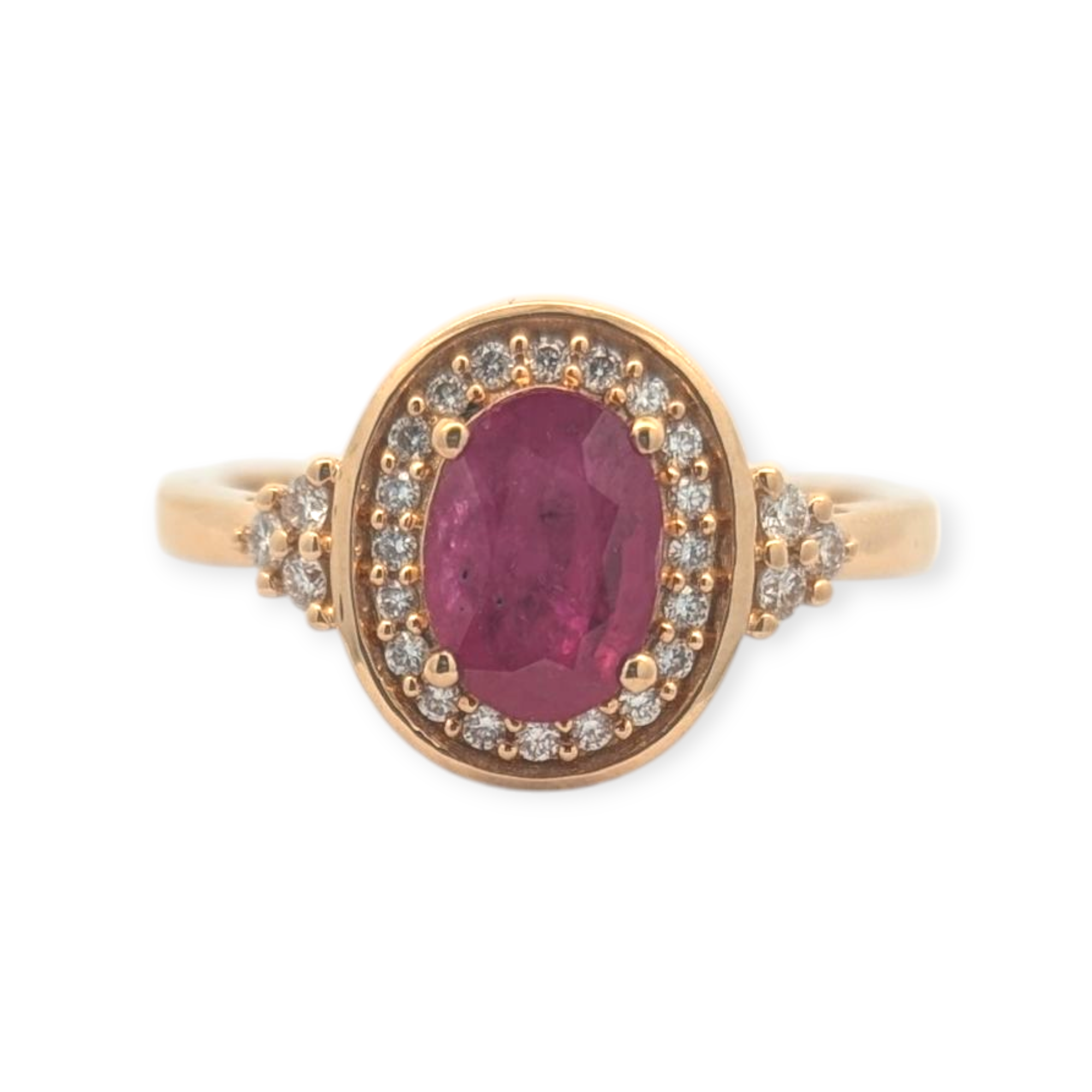 18K Yellow Gold Ring with Ruby and Diamond