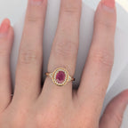 18K Yellow Gold Ring with Ruby and Diamond