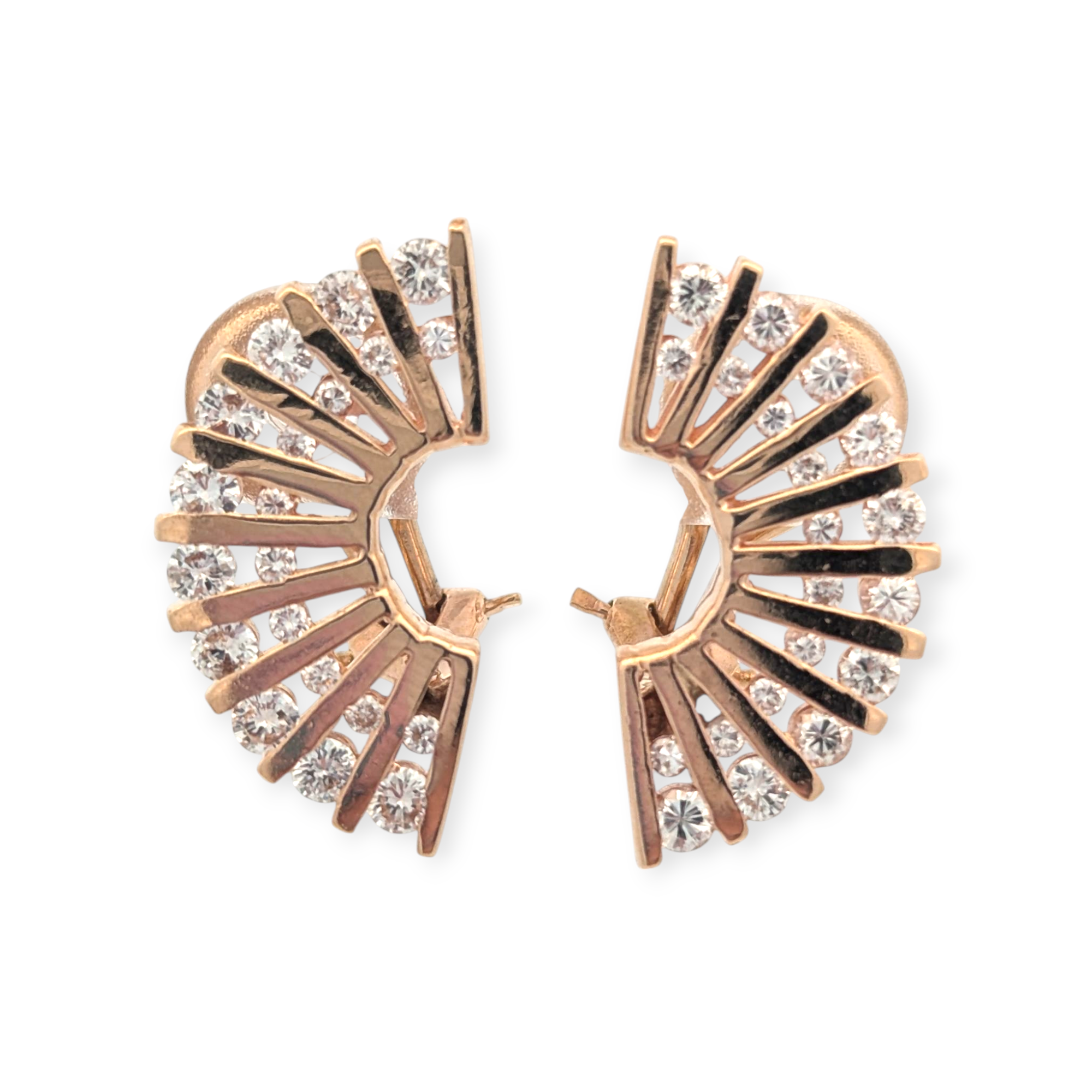 Vintage 14K Yellow Gold Fan Earrings