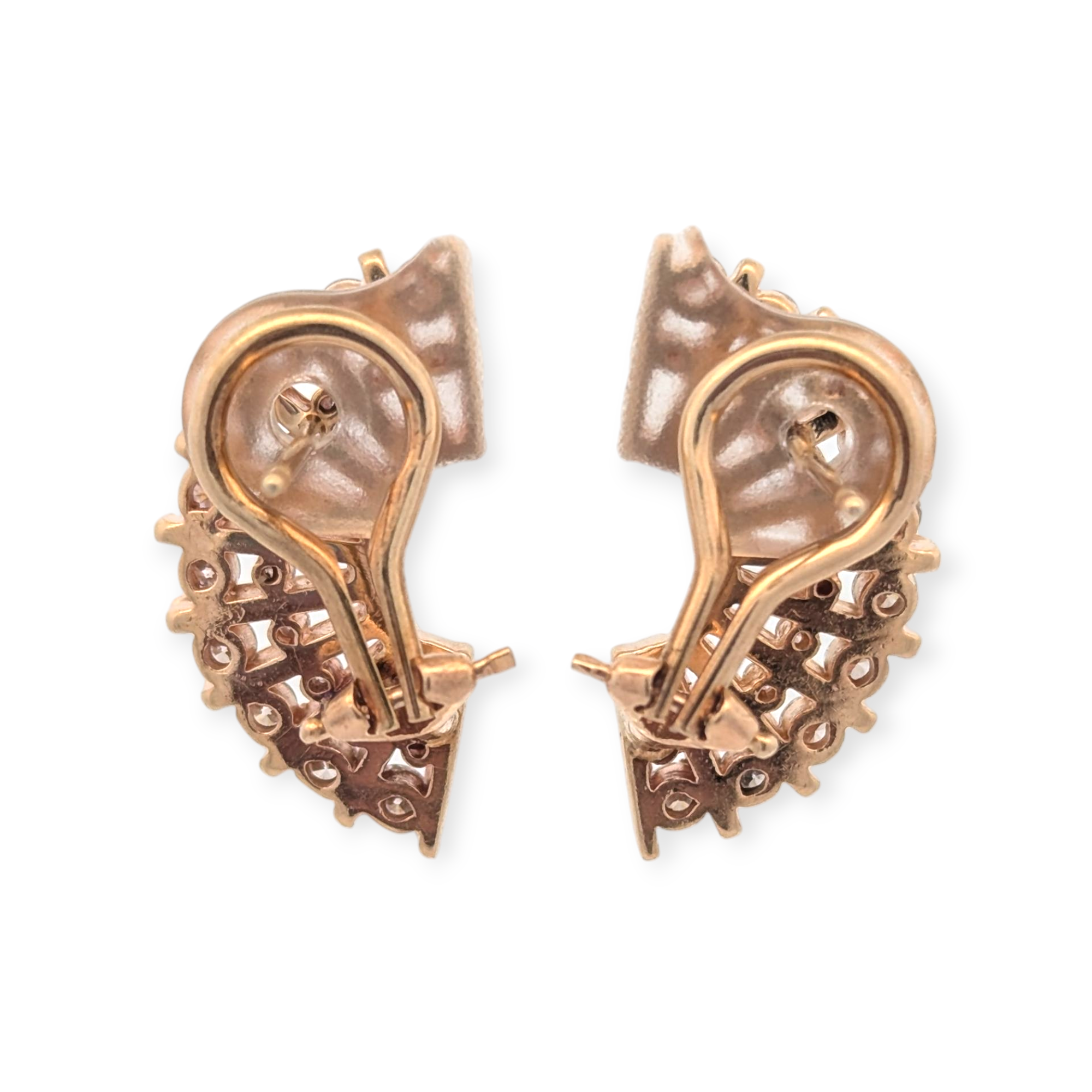 Vintage 14K Yellow Gold Fan Earrings