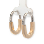 14K Two Tone Lock Earrings