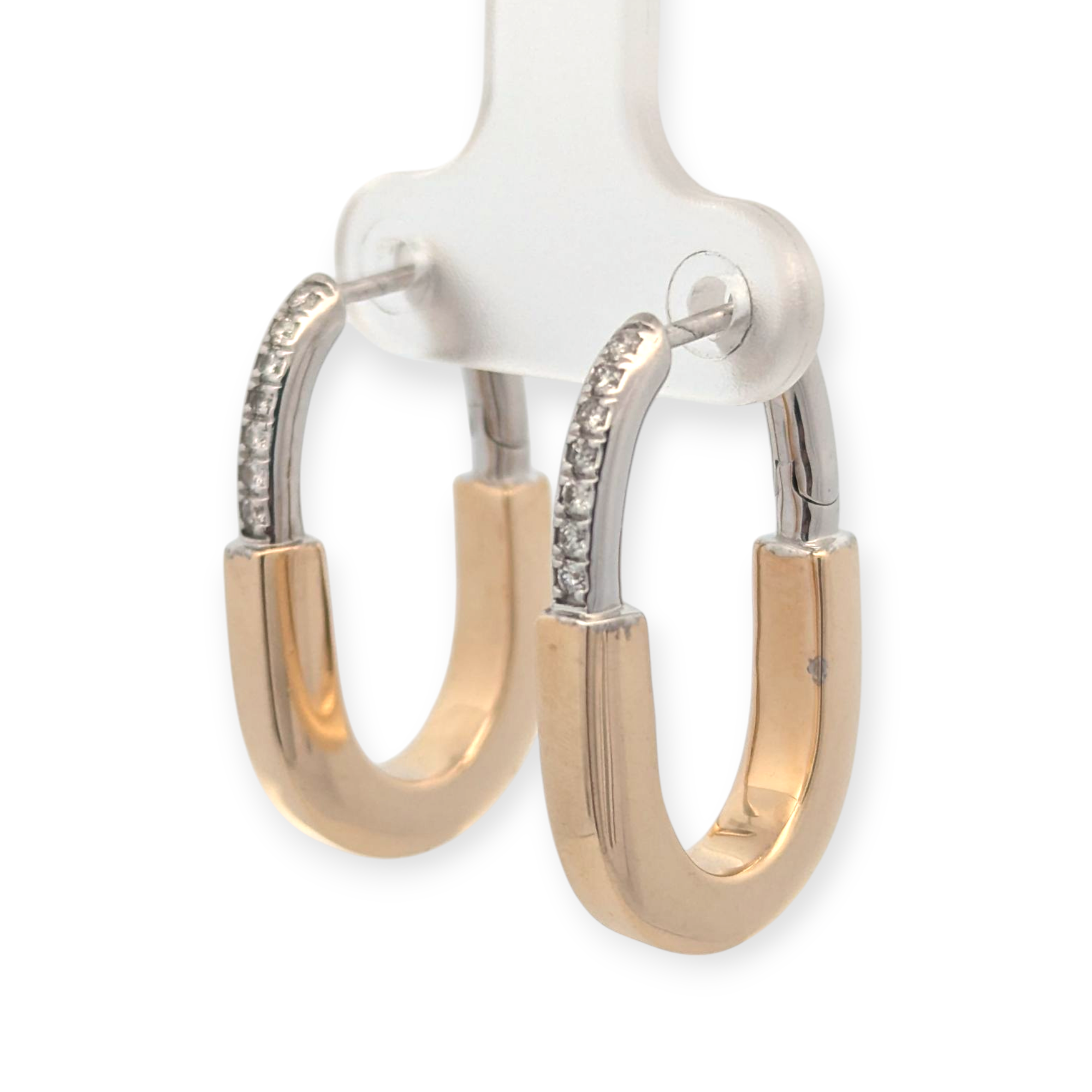 14K Two Tone Lock Earrings
