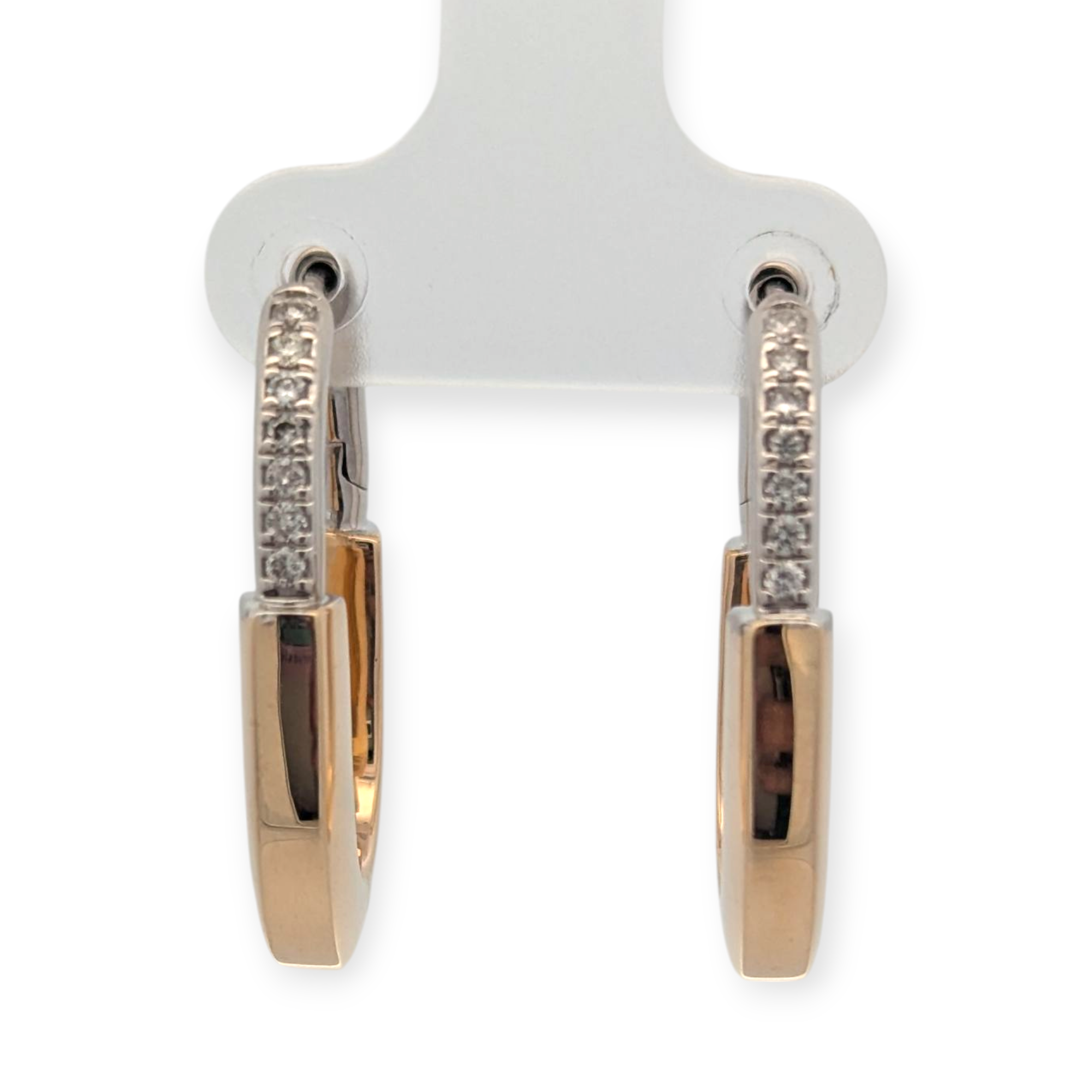 14K Two Tone Lock Earrings
