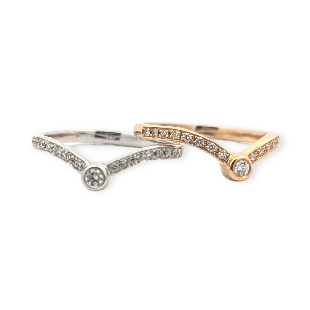 14K Gold Crown Contour Bands