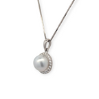 Pearl and Diamond Halo Necklace