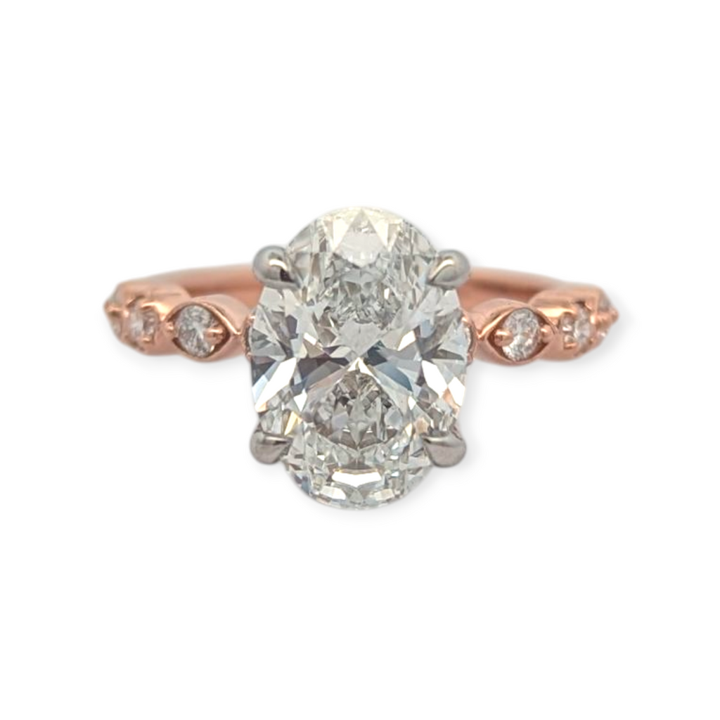 Oval Diamond Engagement Ring with Accented Sides [Made to Order]