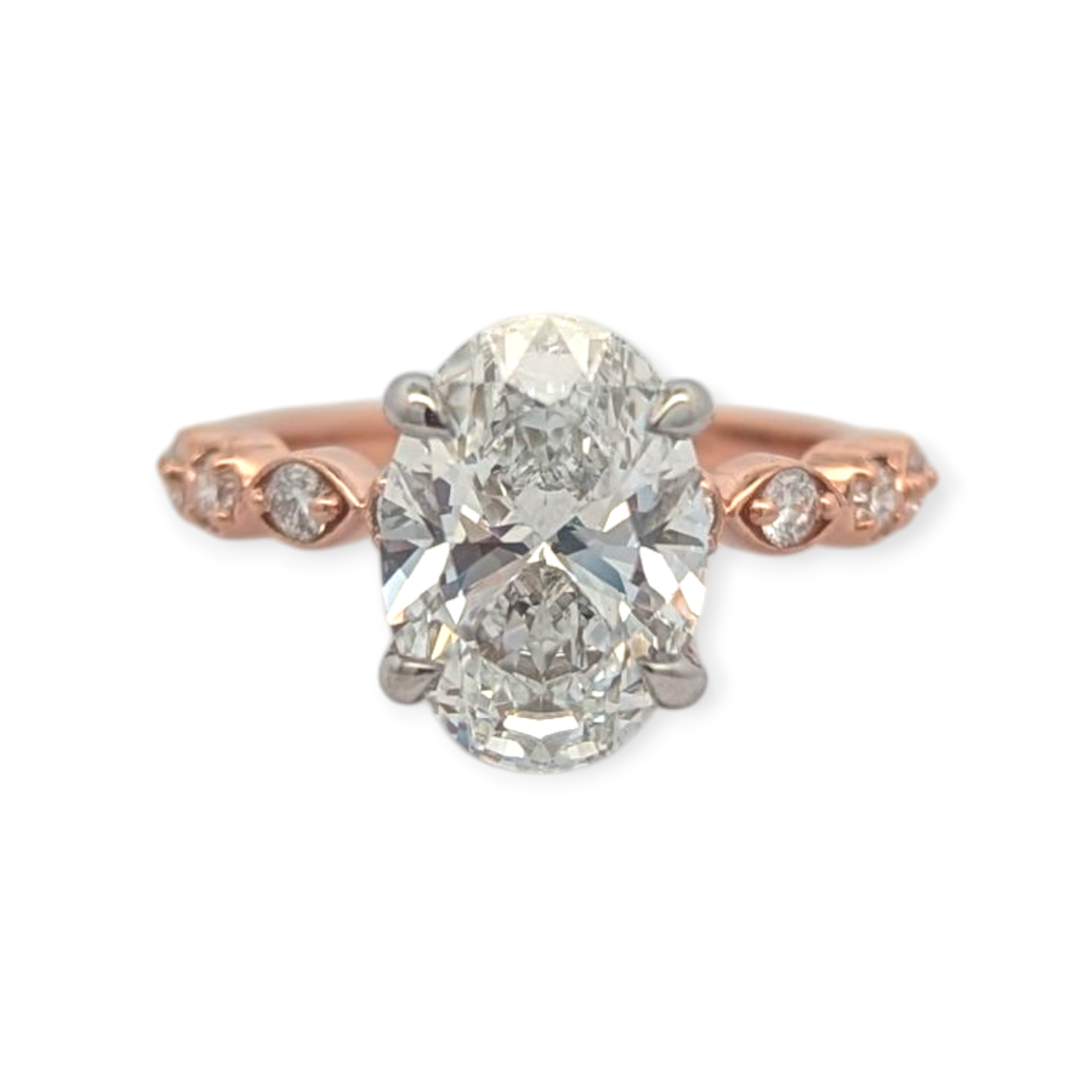 Oval Diamond Engagement Ring with Accented Sides [Made to Order]