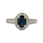 14K White Gold Sapphire and Diamond Ring