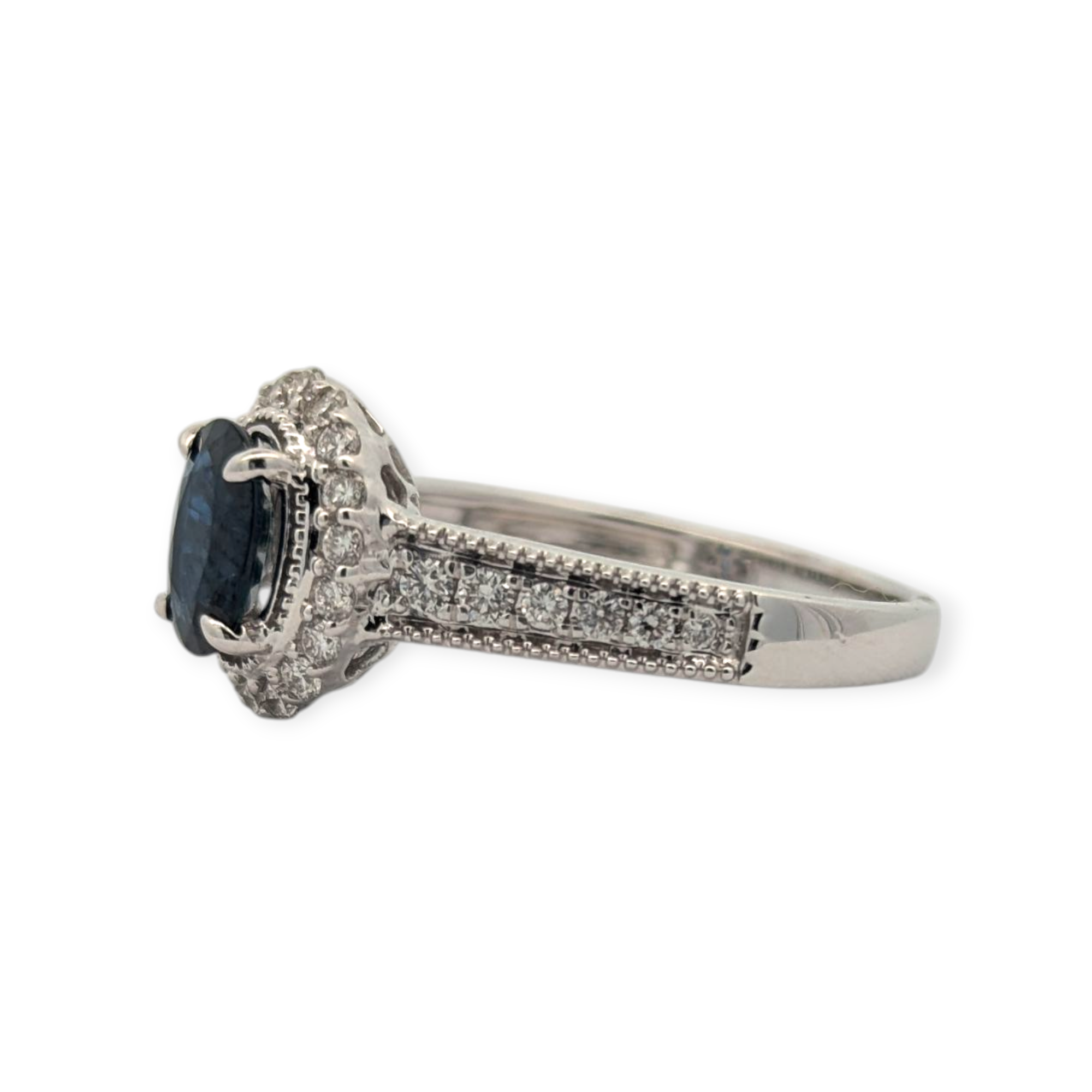 14K White Gold Sapphire and Diamond Ring