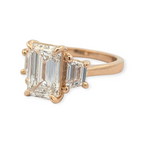 Three Stone Emerald Cut and Trapezoid Engagement Ring [Made to Order]