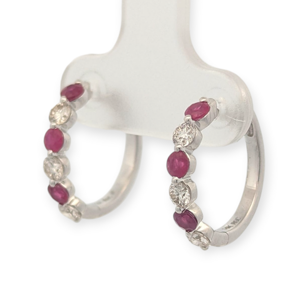 Gemstone and Diamond Huggie Earrings