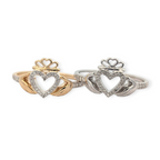 10K Gold and Diamond Dainty Claddagh Ring