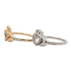 10K Gold and Diamond Dainty Claddagh Ring