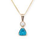 14K Yellow Gold and Electric Blue Apatite Pendant