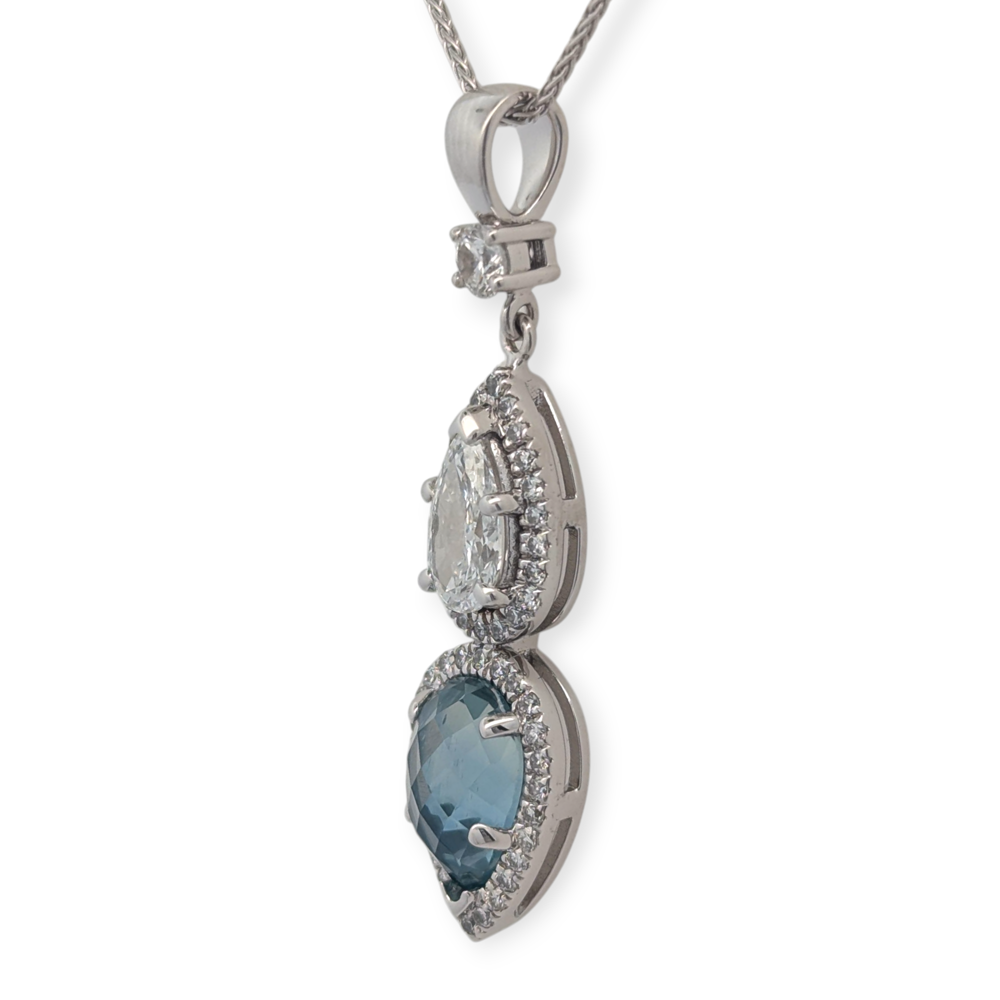 Rose Cut Sapphire and Diamond Halo Pendant