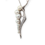 Vintage 14K White Gold Pearl and Diamond Pendant