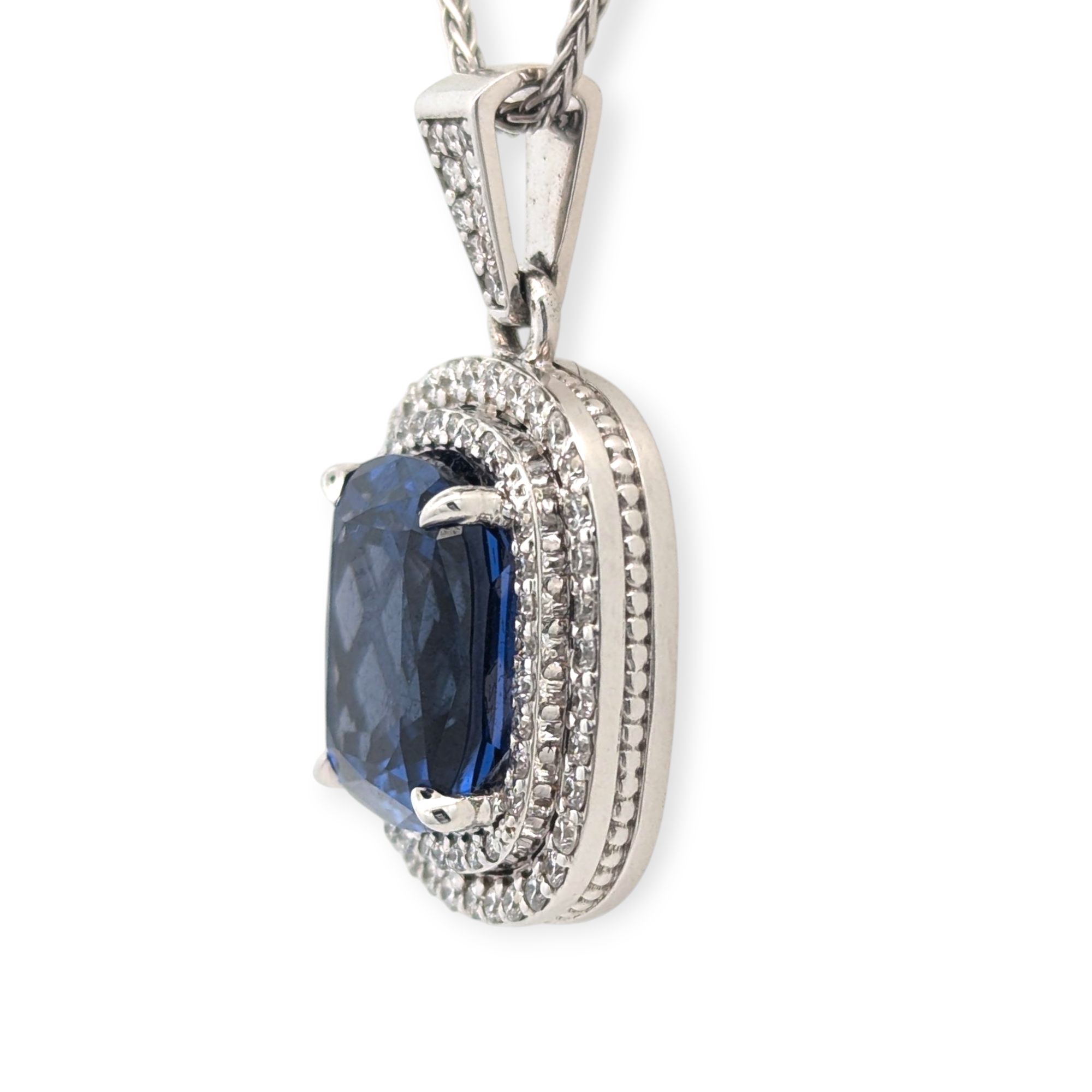 Juliana Lab Sapphire & Lab Diamond Necklace in White Gold