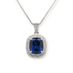 Juliana Lab Sapphire & Lab Diamond Necklace in White Gold
