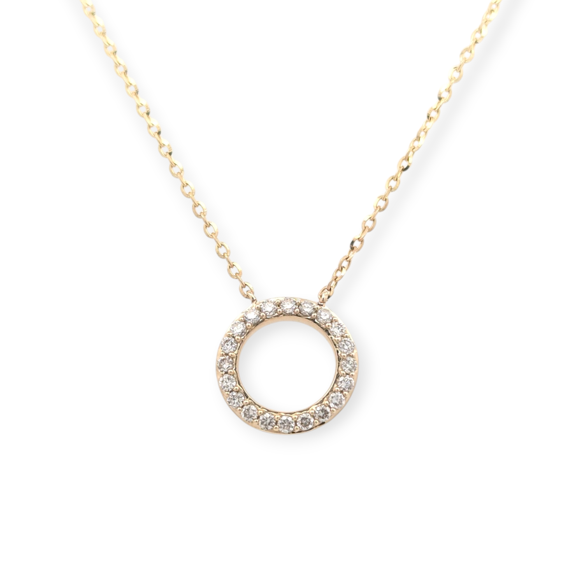 Circle Necklace with Diamonds in 14K Yellow Gold