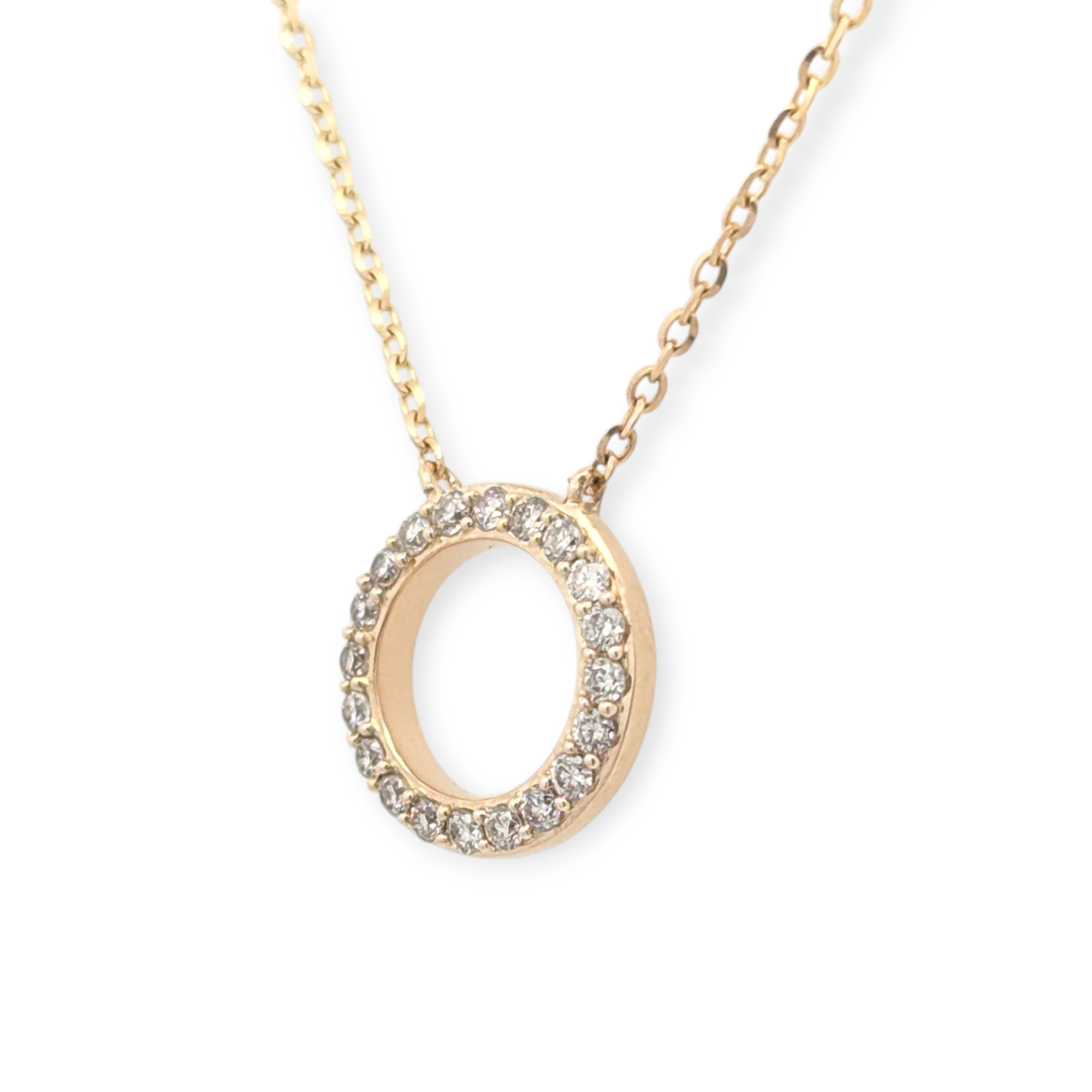 Circle Necklace with Diamonds in 14K Yellow Gold