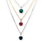 Teresa Gemstone Three-Prong Solitaire Pendant