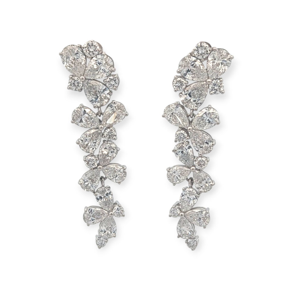 Floral Dangle Earrings with Lab Grown Diamonds in 14K Gold