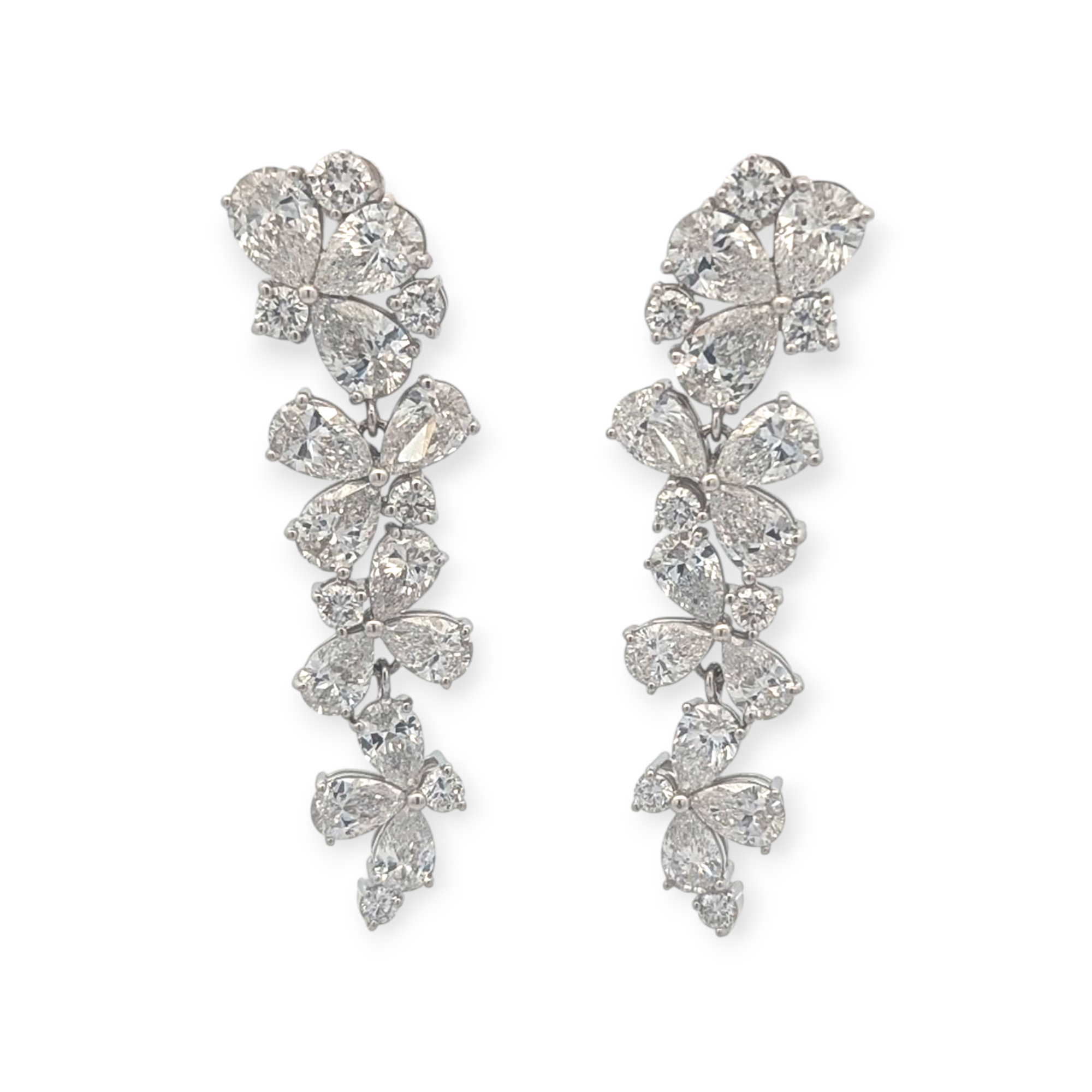 Floral Dangle Earrings with Lab Grown Diamonds in 14K Gold