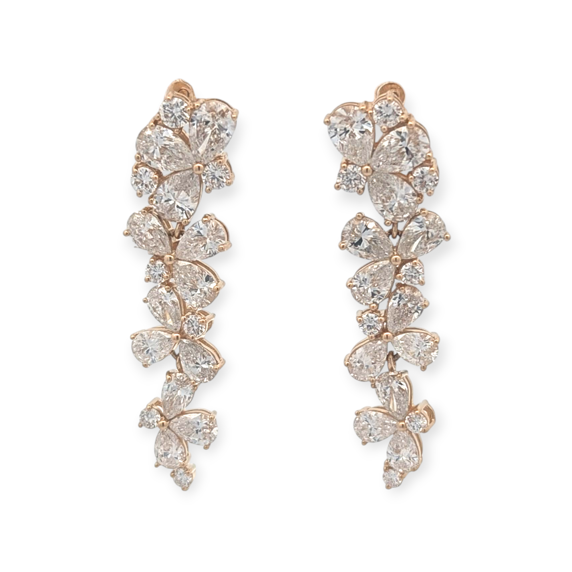 Floral Dangle Earrings with Lab Grown Diamonds in 14K Gold