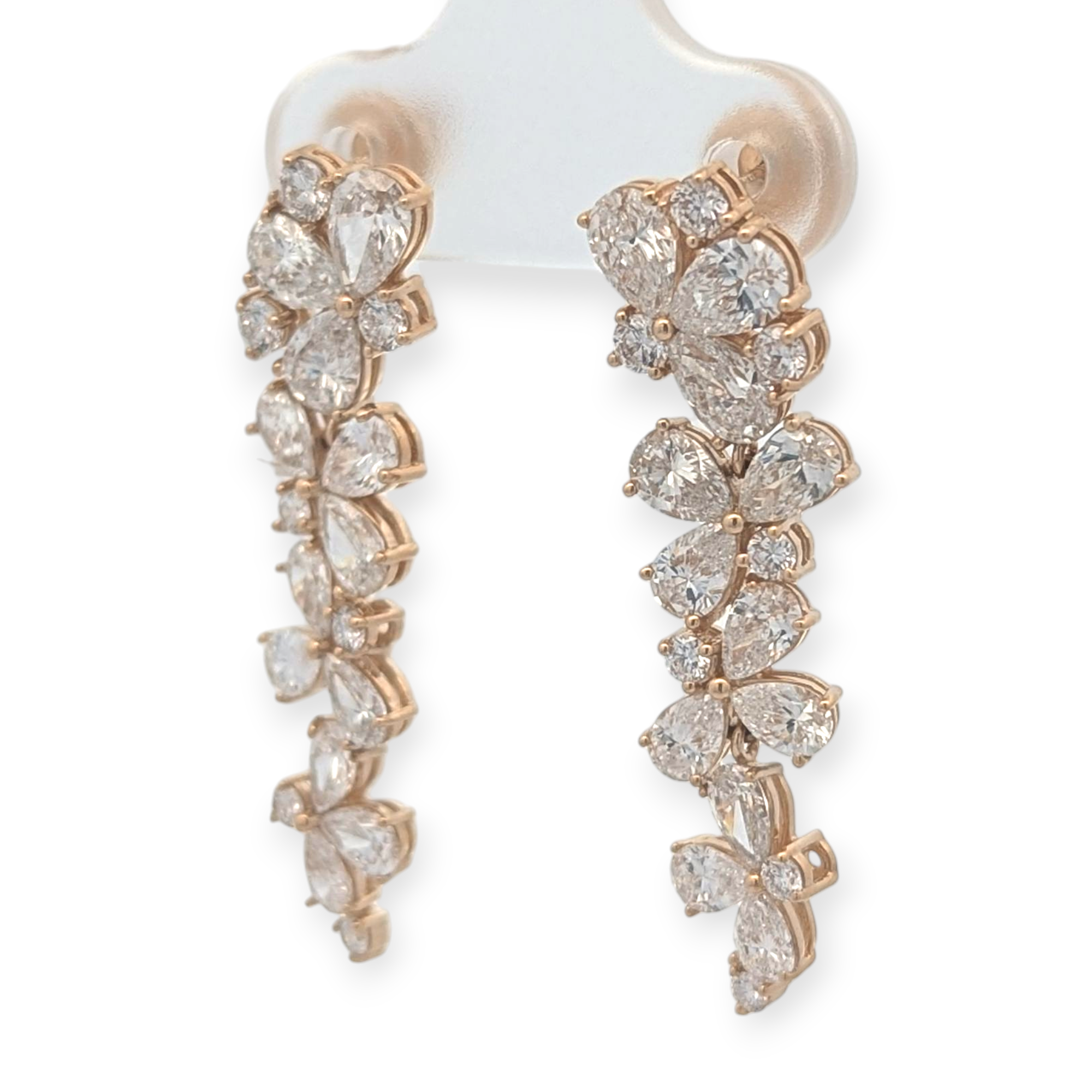 Floral Dangle Earrings with Lab Grown Diamonds in 14K Gold