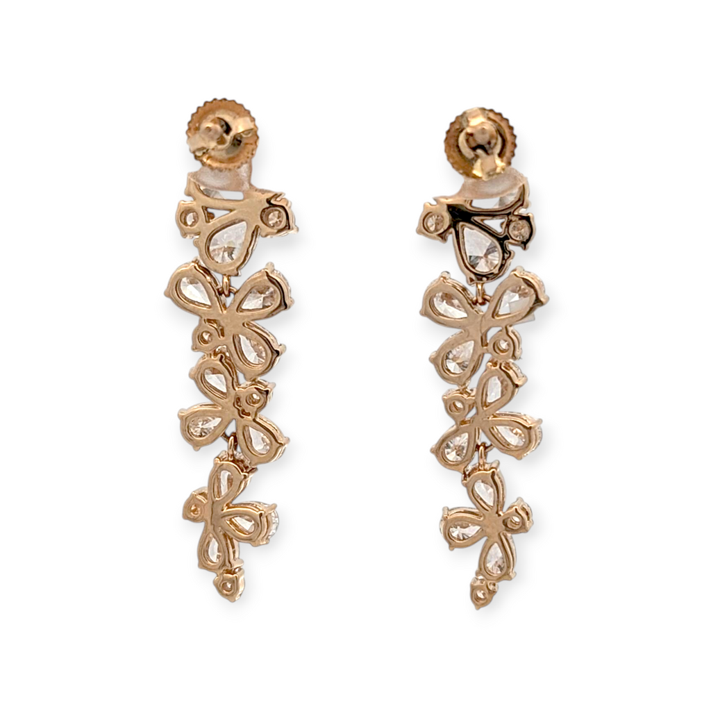 Floral Dangle Earrings with Lab Grown Diamonds in 14K Gold