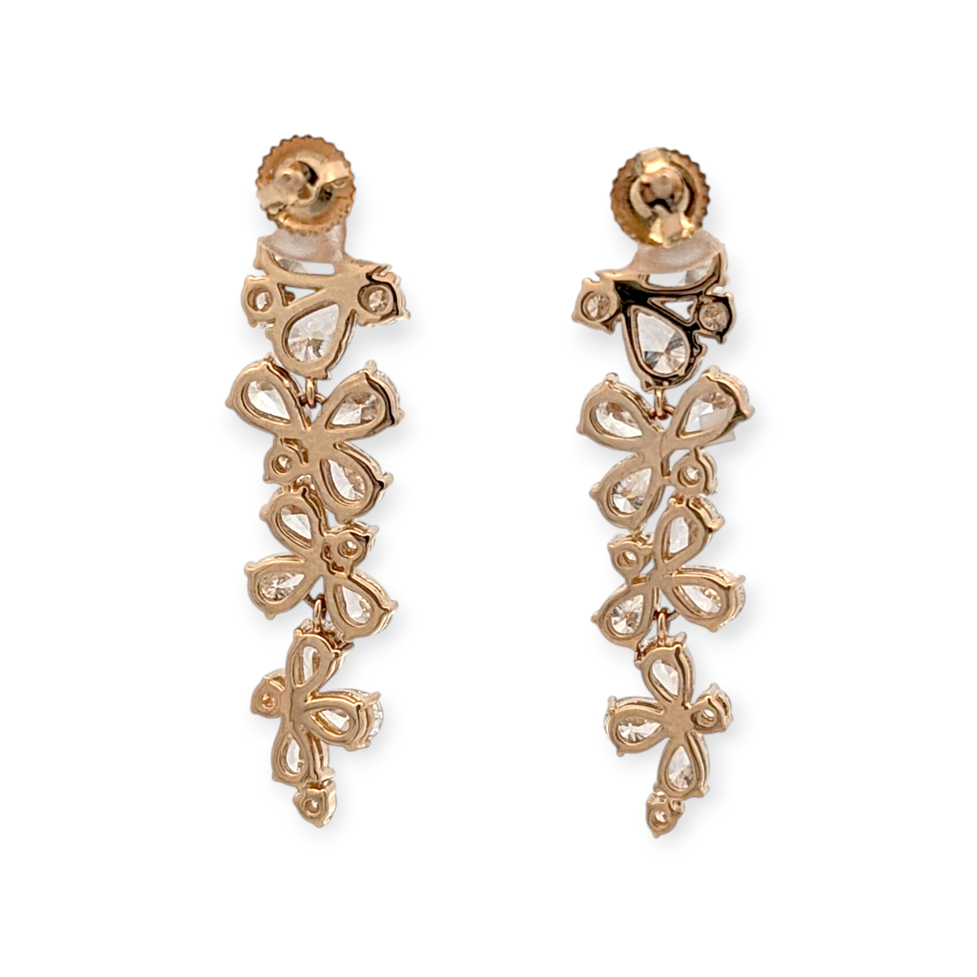 Floral Dangle Earrings with Lab Grown Diamonds in 14K Gold