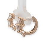 Emerald Cut Three-Stone Huggie Hoops