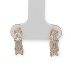 Emerald Cut Three-Stone Huggie Hoops