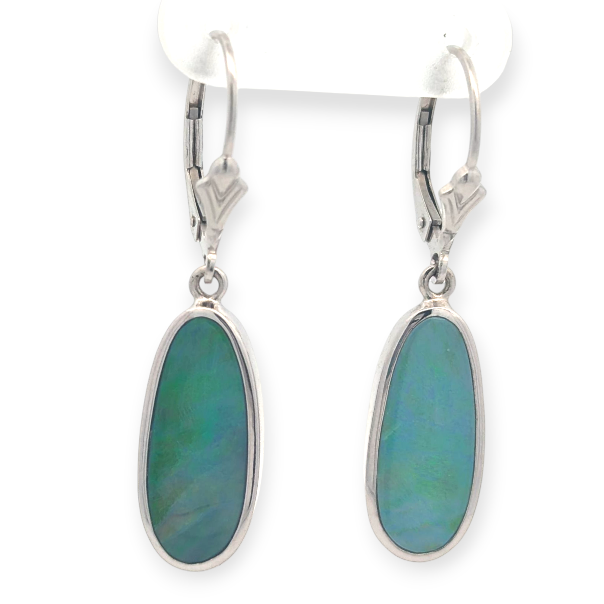Vintage 14K White Gold Opal Earrings