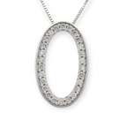 Open Diamond Oval Pendant in 14K White Gold