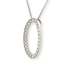 Open Diamond Oval Pendant in 14K White Gold