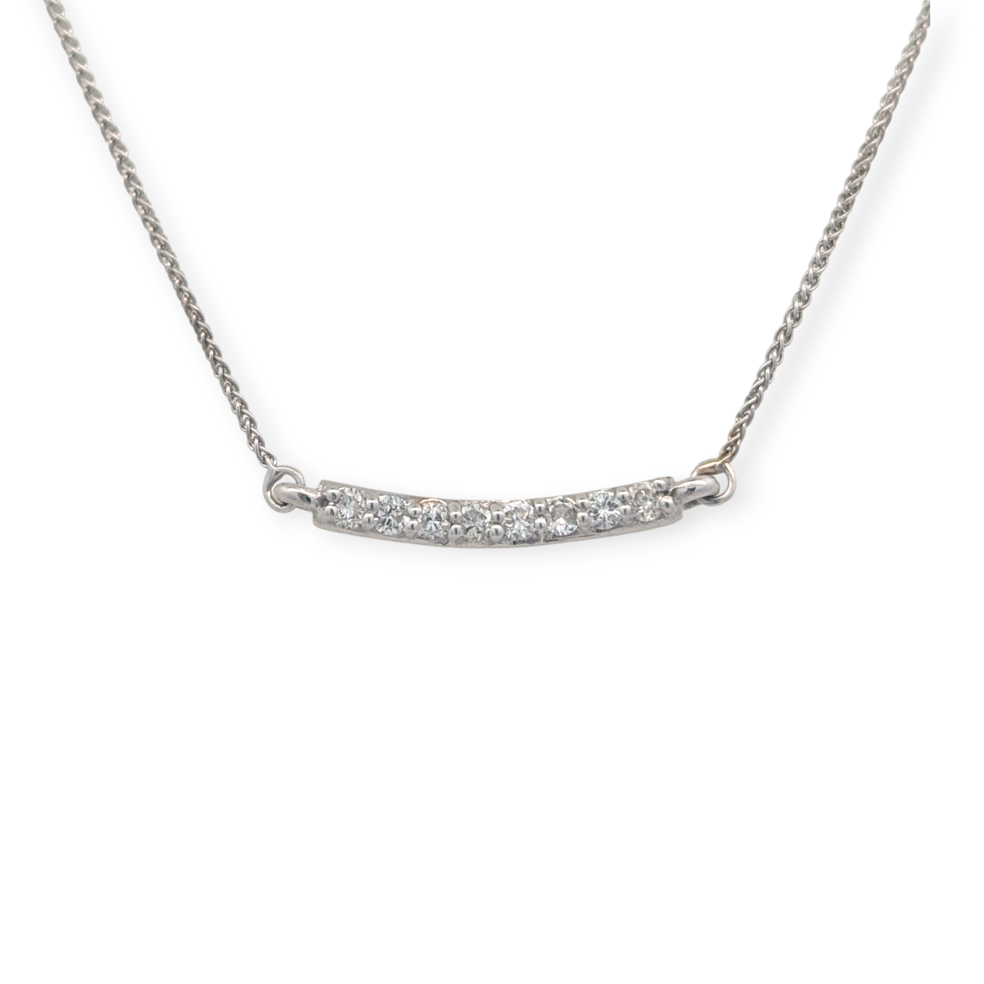 14K White Gold Petite Bar Necklace