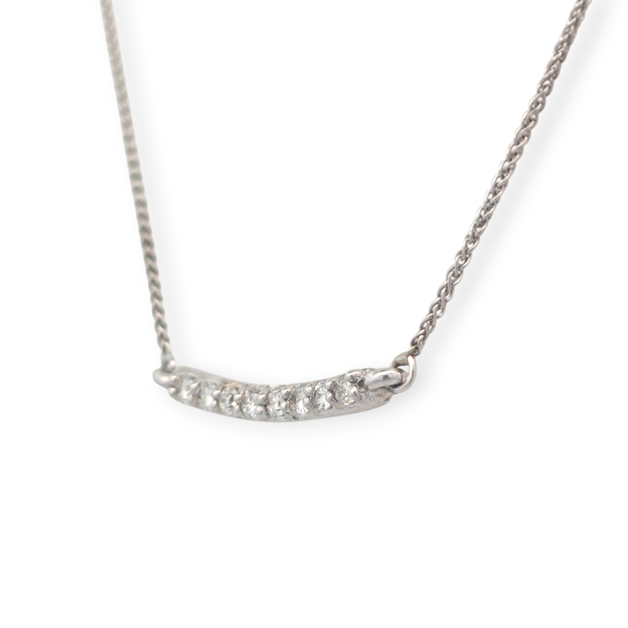 14K White Gold Petite Bar Necklace