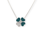 Green Enamel and Diamond Four-Leaf Clover Necklace