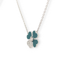 Green Enamel and Diamond Four-Leaf Clover Necklace
