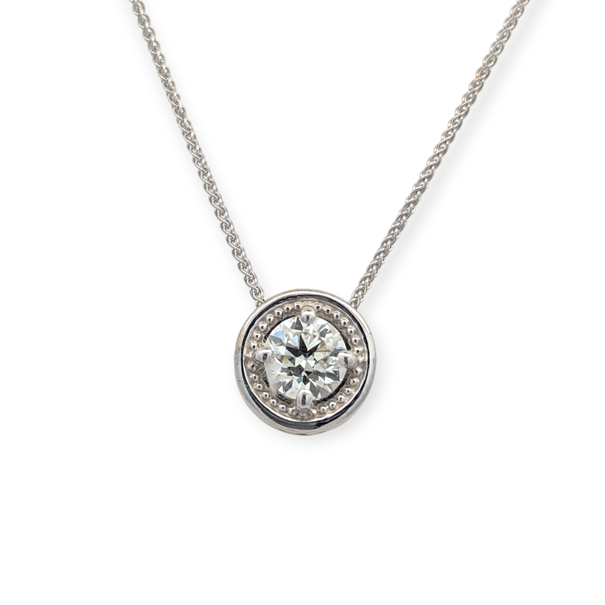 Solitaire Diamond Pendant in 14K Gold