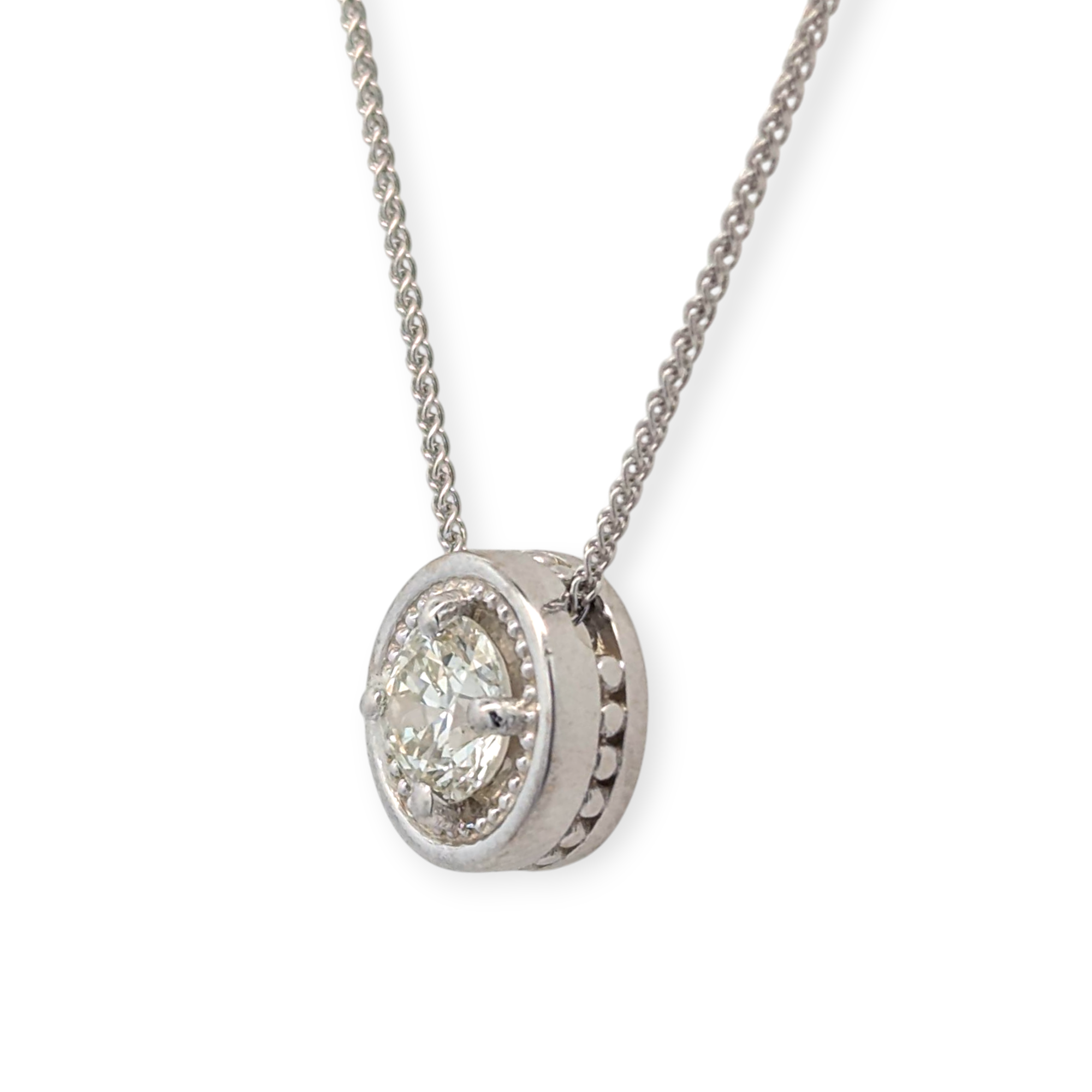 Solitaire Diamond Pendant in 14K Gold