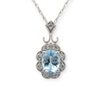 Aquamarine and Diamond Filigree Necklace