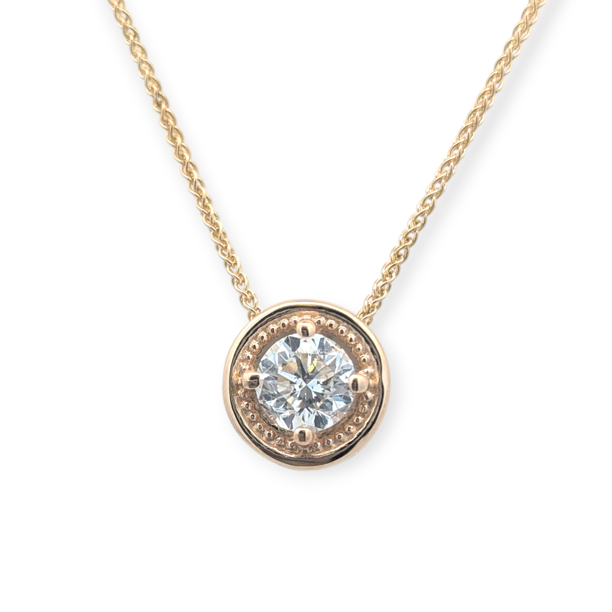 Solitaire Diamond Pendant in 14K Gold