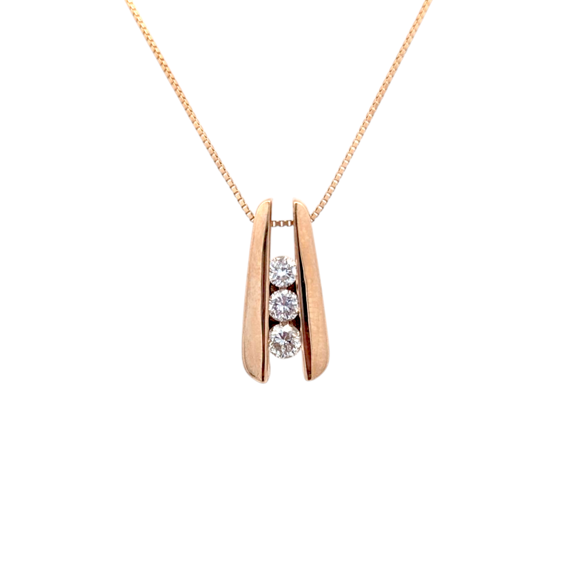 Vintage Diamond and 14K Yellow Gold Slide Pendant