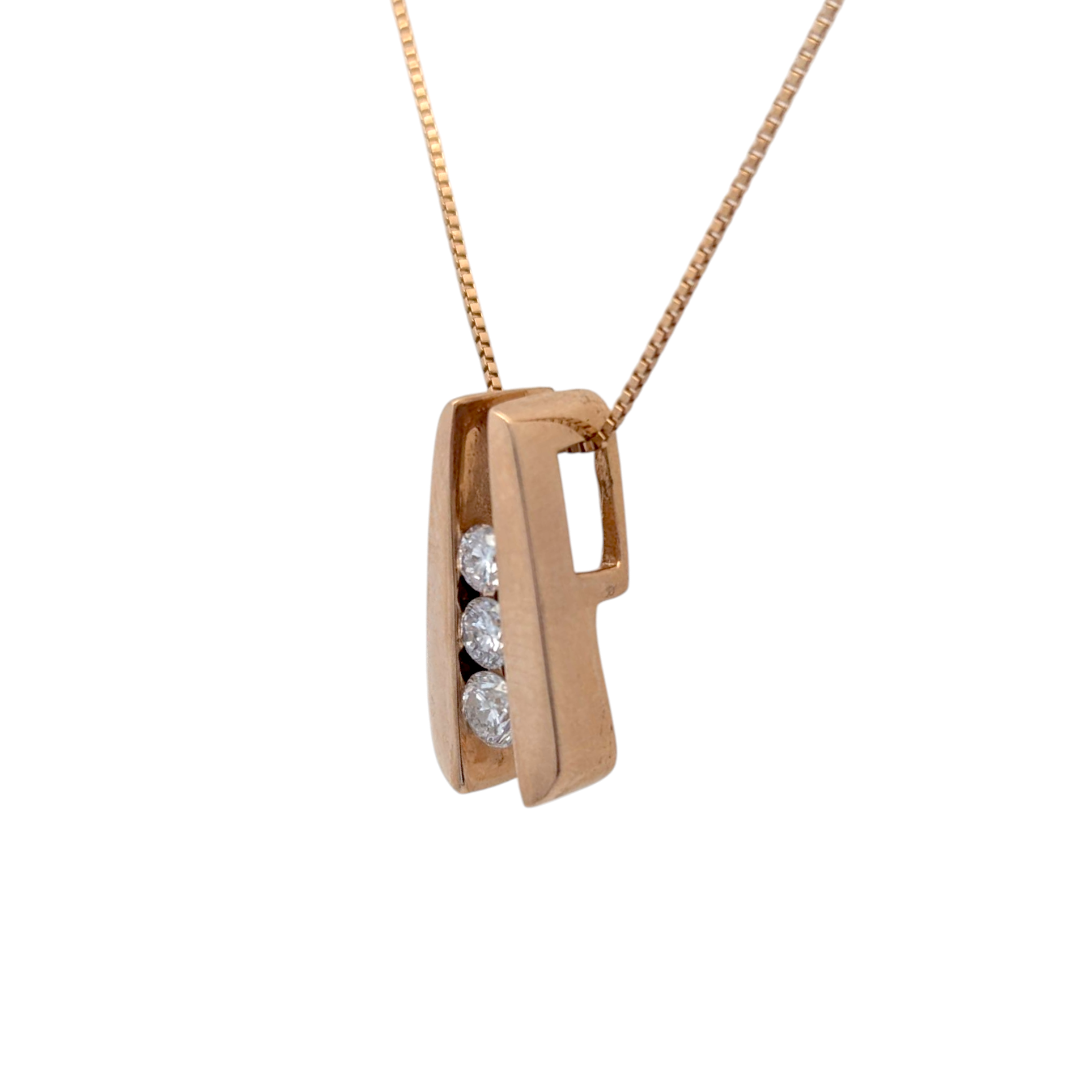 Vintage Diamond and 14K Yellow Gold Slide Pendant